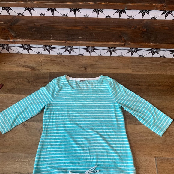 T by Talbots Aqua Striped Long Sleeve size L - Picture 1 of 7